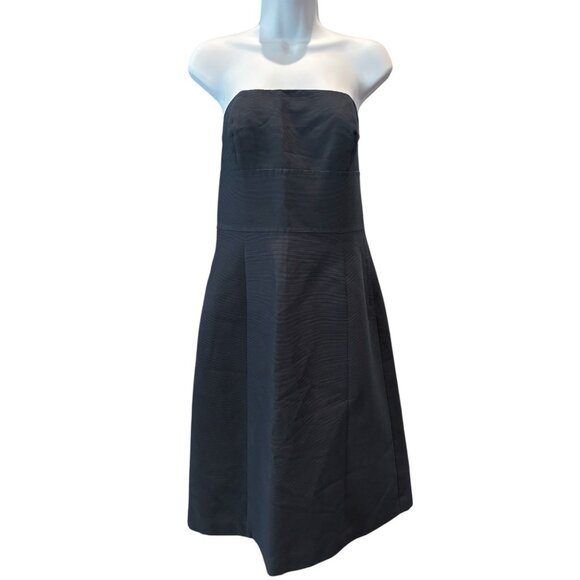 Ann Taylor Strapless Navy Fit & Flare Dress | Size 6 | Silk Blend Cocktail Class - Picture 1 of 5